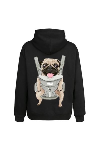 Moda Glo Hanorac negru unisex cu glugă