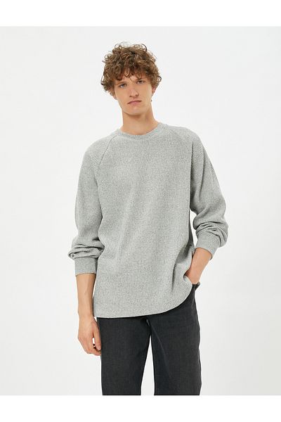 Koton 4wam70058mk 037 Gray Men's Cotton Jersey Sweater