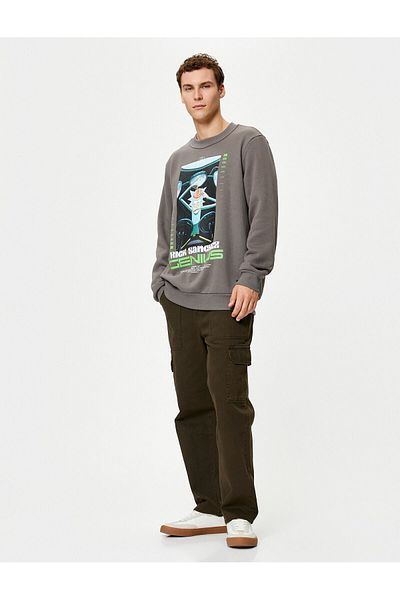 Koton Rick and Morty Licensed Printed Crew Neck Sweatshirt