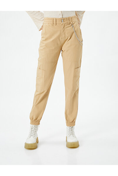 Koton Jogger Gabardin Pantolon Zincir Detaylı Cepli Beli Lastikli