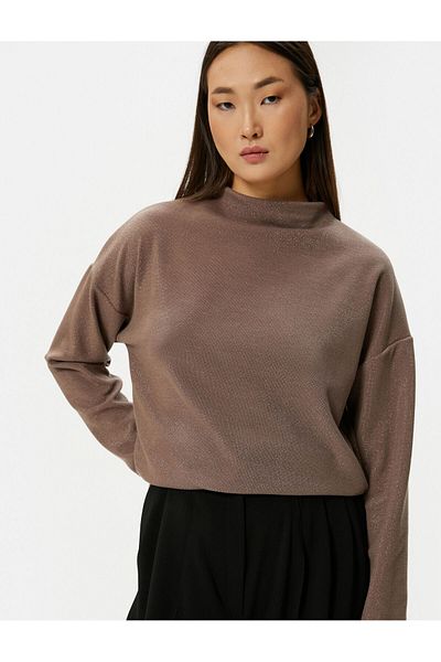 Koton Tričko s dlouhým rukávem Lurex s vysokým límcem