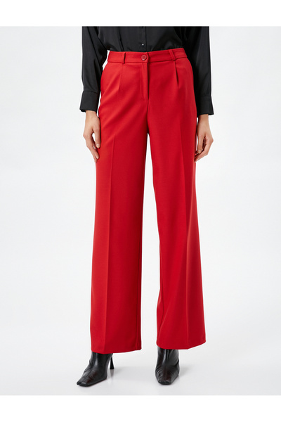 Koton Széles szárú nadrág szövet gombokkal, normál derékzseb