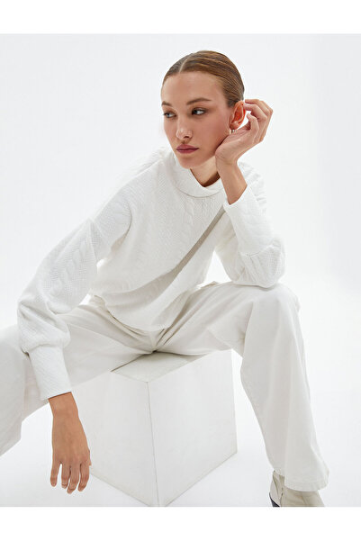 Koton Hanorac cu guler în picioare texturat cu umăr