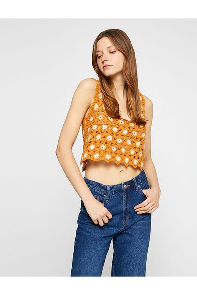Koton Crop Bustier mit Häkel-Quadratausschnitt