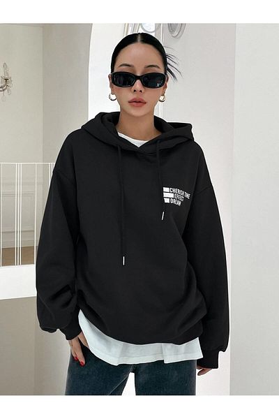 Hunors Sportswear & Company Unisex Black Oversize Sweatshirt