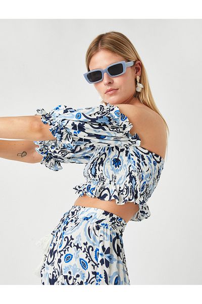 Koton Στράπλες Crop Μπλούζα