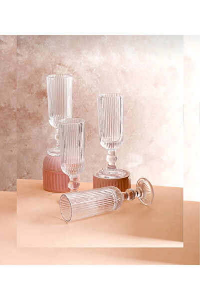 ORTAKÖY CENNETİ 6-Piece Standing Line Stick Model Coffee Side Water and Soft Drink Glass Set