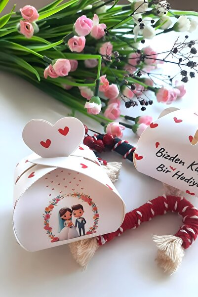 Emtory Home 25 Adet Gelin & Damat Model Kalpli Hediye Kutusu - Şeker Kutusu -...