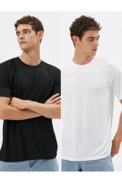 Koton Σετ T-Shirt 2 τεμαχίων Βασικό Crew Neck Πολύχρωμο κοντομάνικο