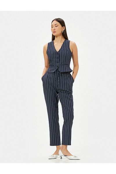 Koton Carrot Trousers with Lace Waist Pocket Detail Viscose