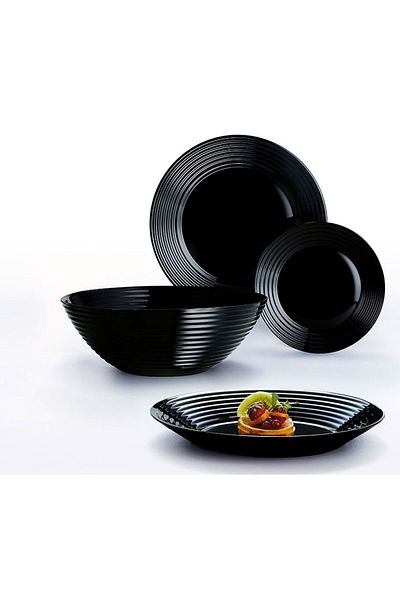 Luminarc Harena Tempered Sweet Plate 19 cm Black Pack of 6