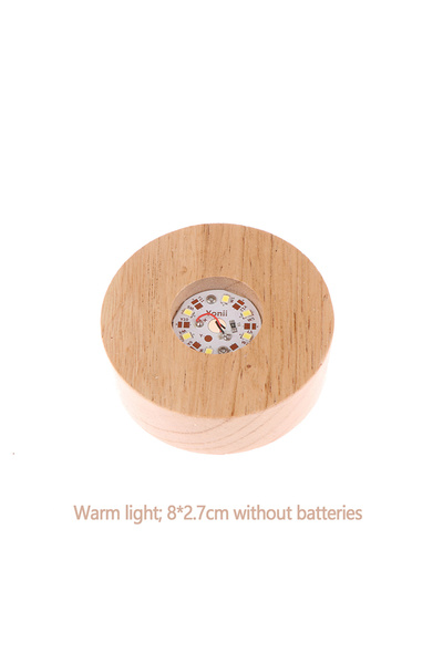 Choice C 8/10cm Battery Operated Round Wooden LED Light Dispaly Base Stand Holder Table Night Lamp Base Cr.