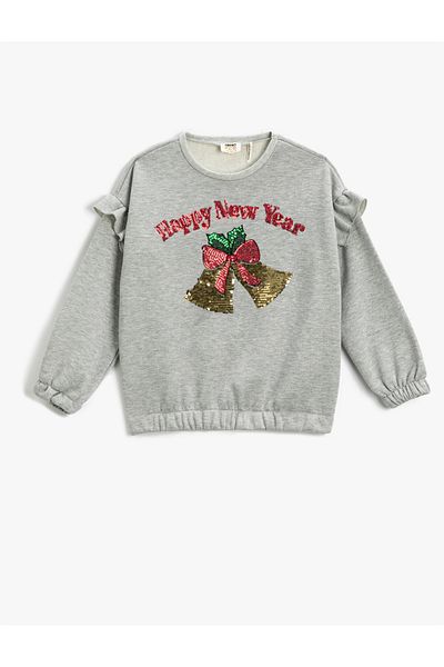 Koton Sweatshirt mit Neujahrsmotiv, gerüscht