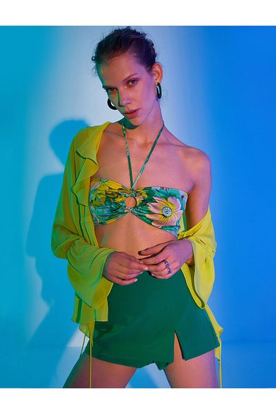 Koton Neckholder-Bustier mit gemustertem Fenster