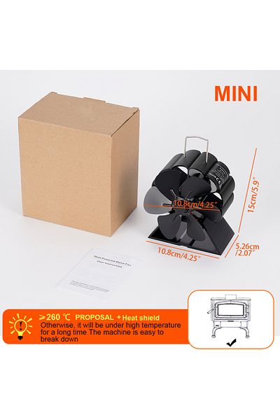 Choice Mini 6 Blades Fireplace Fan Heat Powered Stove Fan Wood Log Burner Eco Quiet Hot Air Fan Heater H...