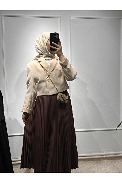 Butik Deri görünümlü pilise etek