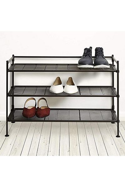 Seville Classics 3-Tier Platinum Mesh Utility Shoe Rack SHE15909