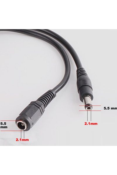 Choice كابل تمديد طاقة 5 متر DC12V موصل 2.1*5.5 مم ذكر إلى أنثى لكاميرات المراقبة CCTV باللون الأسود