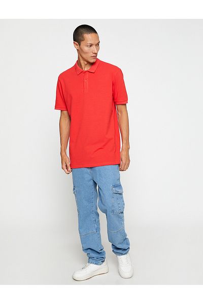 Koton Základní tričko Polo Neck Buttoned Slim Fit