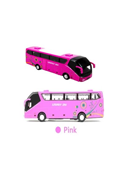 BAMTEBİ Metal Sesli Işıklı Açılır Kapılı Otobüs Diecast 19 cm 4 Renkli Seyahat Otobüsü Mor-Pembe