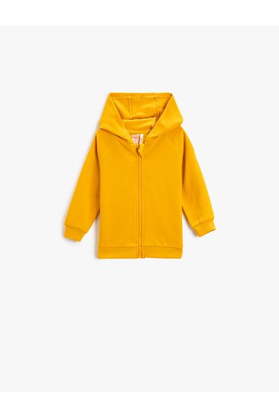 Koton Basic Zipper Hooded Cardigan Cotton