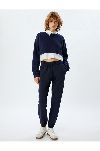 Koton Άνετο FitJogger Sweatpants - Λεπτομερής τσέπη, μέση με κορδόνια, με ραβδώσεις