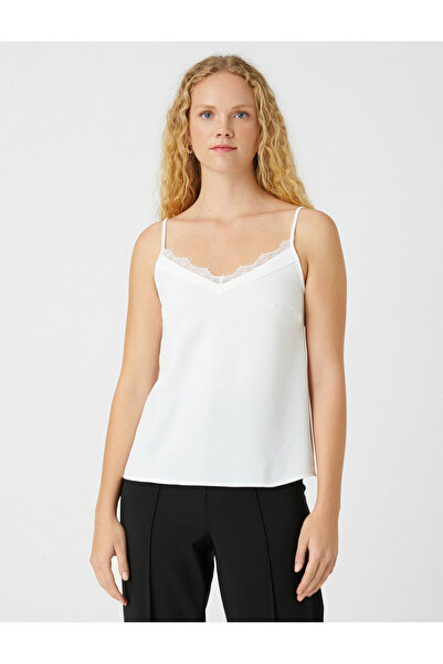 Koton Lace Undershirt Thin Straps V-Neck