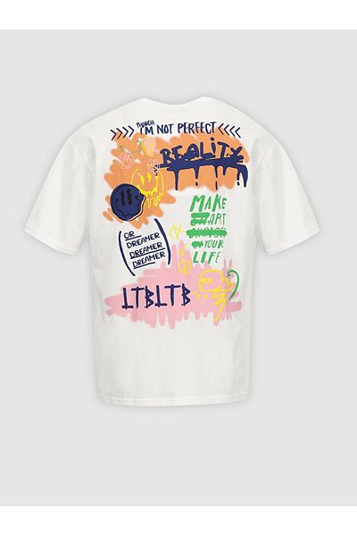 Ltb Graphic Printed Cream T-Shirt