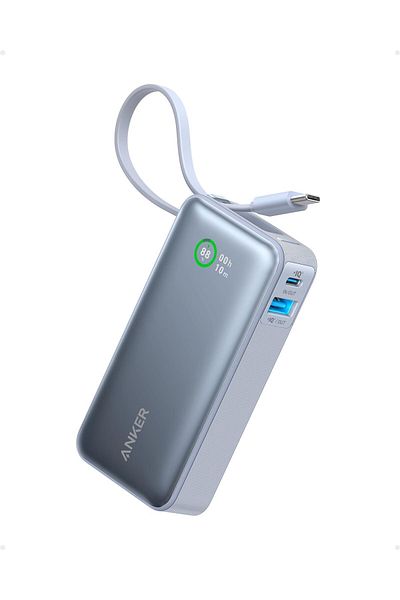 Anker Nano Power Bank with Built-in USB-C Cable, 10000mAh, 30W, bLUE