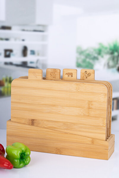 mafa home 4-Piece Bamboo Cutting Board with Stand, Special Chopping Set with ...