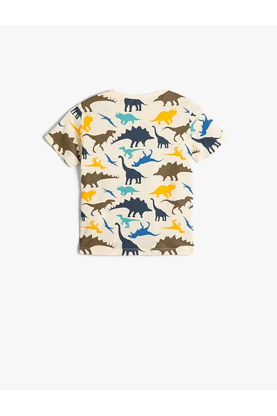 Koton T-Shirt Kurzarm Rundhalsausschnitt Dinosaurier Grafik Bedruckte Baumwolle