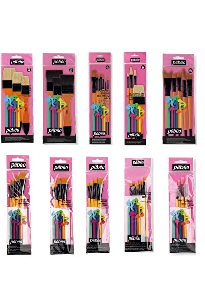 Pebeo FIRÇA SETİ 10 FARKLI SET,TÜM FIRÇALAR;GENİŞ YELPAZE, AKRİLİK VE YAĞLI BOYA