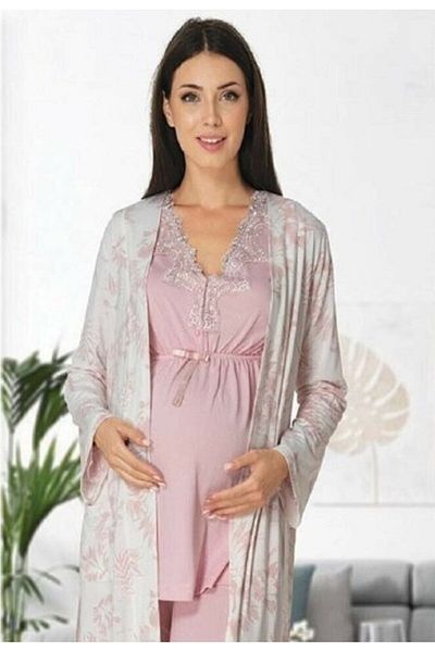 by İGP Maternity Long Sleeve Four Season Pajamas Set with Dressing Gowns