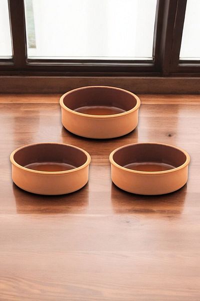 Viapot Iznik Stew Yogurt Bowl Glazed Inside 3 Pieces Pottery 19X6Cm 1000ml Pottery