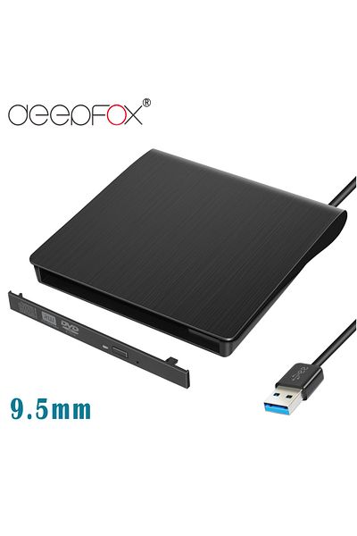 Choice مجموعة حافظة محرك الأقراص الضوئية ساتا USB 3.0 من ديب فوكس 9.5 مم باللون الأسود، حافظة خارجية لأجهزة الجوال، حافظة أقراص DVD/CD-ROM