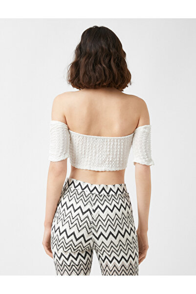 Koton Strapless Crop Blouse with Tie Detail