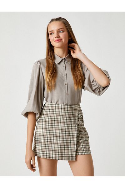 Koton Balloon Sleeve Shirt Button Front Classic Collar