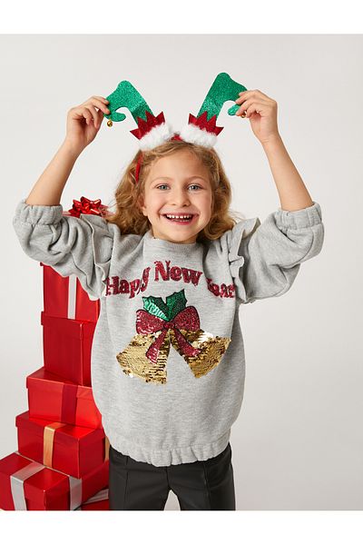 Koton Sweatshirt mit Neujahrsmotiv, gerüscht