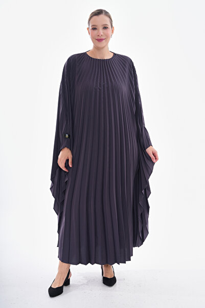 GigiTex Antrasit Medine Ipeği Soley Standart Kelebek Model Ferace Elbise 36 Bedenden-60 Bedene Kadar