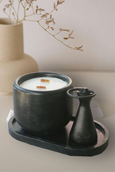 STON Urban Glow Set – Siyah Beton Mum Hediye Seti