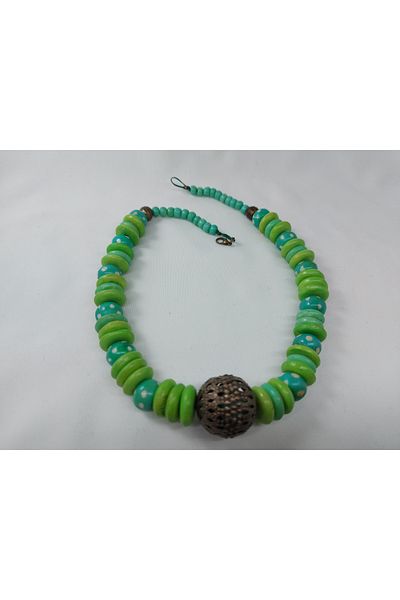 Virgo Green Ceramic-Metal Bracket Necklace