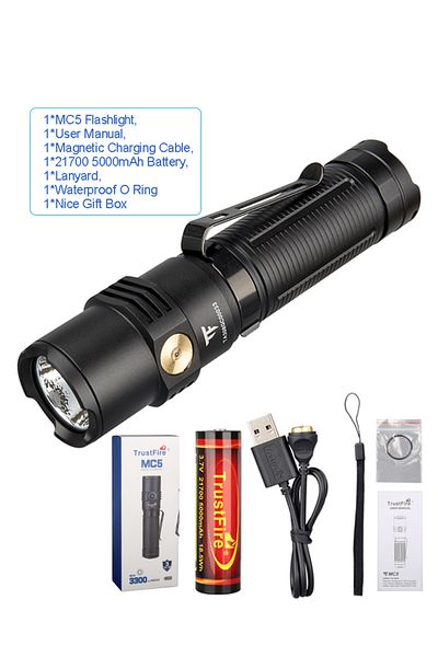 Choice 21700 Fixed Focus black MC5 full kit High Power Led Flashlights Trustfire MC5 3300 Lumens Rechargeab