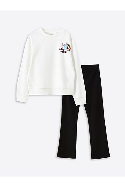 LC Waikiki Lilo és Stitch nyomott hosszú ujjú pulóver és leggings lányoknak