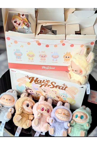 Choice صندوق هدايا مخملي من الفينيل لحفلات الجلوس من POP MART Macaron 2nd Generation Labubu زينة زخرفية