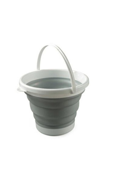 Choice دلو قابل للطي رمادي اللون، مصنوع من بلاستيك السيليكون المحمول، يوفر المساحة ومتين، ومناسب للسفر والأنشطة الخارجية.