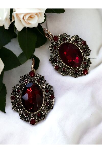 FAYRA ACCESSORIES Ruby Earrings with Red Zirconia