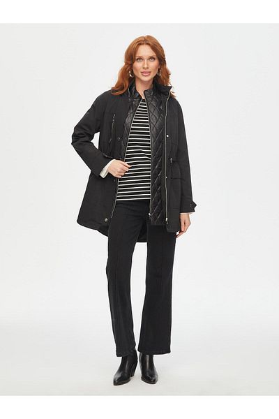 Faik Sönmez Quilted Windbreaker Detailed Hooded Trench Coat 69524