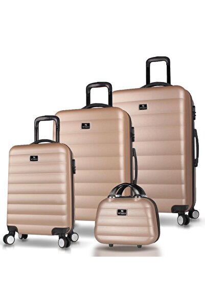 My Valice Colors Abs Kabin Orta Büyük ve Makyaj Boy Gold 4'lü Travel Valiz Seti
