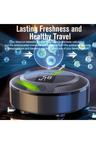 Choice جهاز تنقية هواء السيارة الأسود مع مزيل روائح رقمي يعمل بالأوزون وتعقيم...