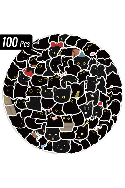 choice2 100pcs Kawaii Black Cats Meme Cute Stickers Pack Aesthetic Stationery...